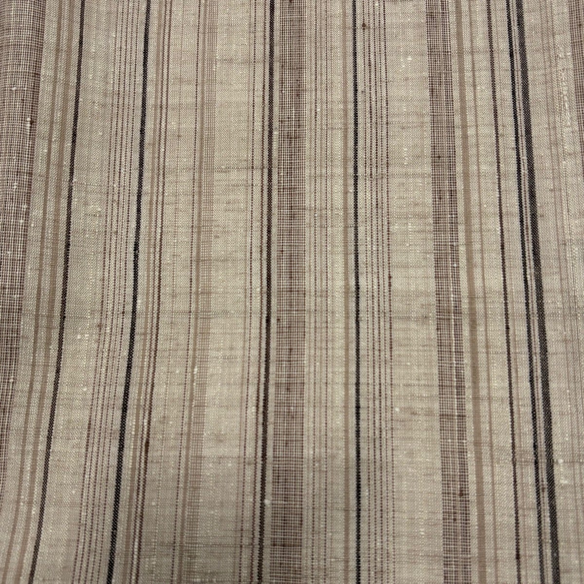 美品】 紬 身丈166cm 裄丈66cm M 単衣 縦縞模様 薄茶色 正絹 名品