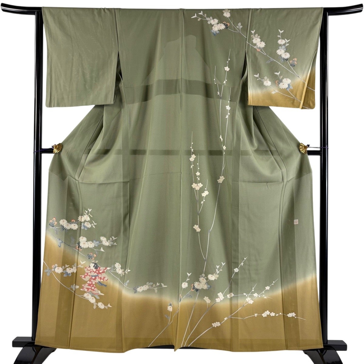 訪問着 身丈160cm 裄丈63.5cm S 薄物 絽 落款あり 童 菊 ぼかし