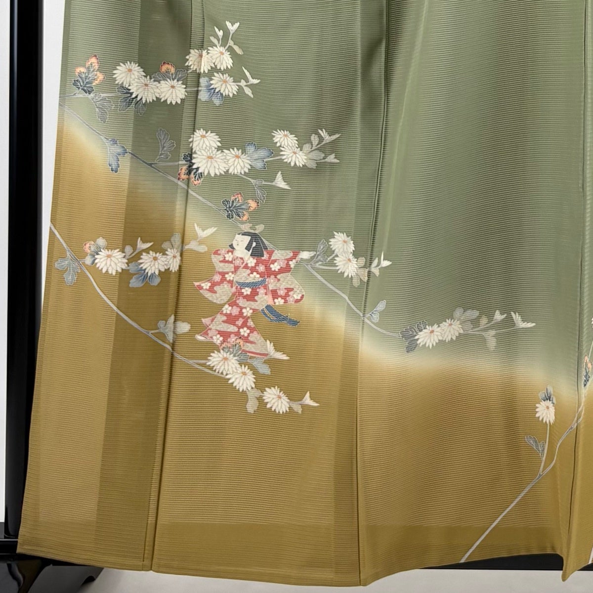 訪問着 身丈160cm 裄丈63.5cm S 薄物 絽 落款あり 童 菊 ぼかし