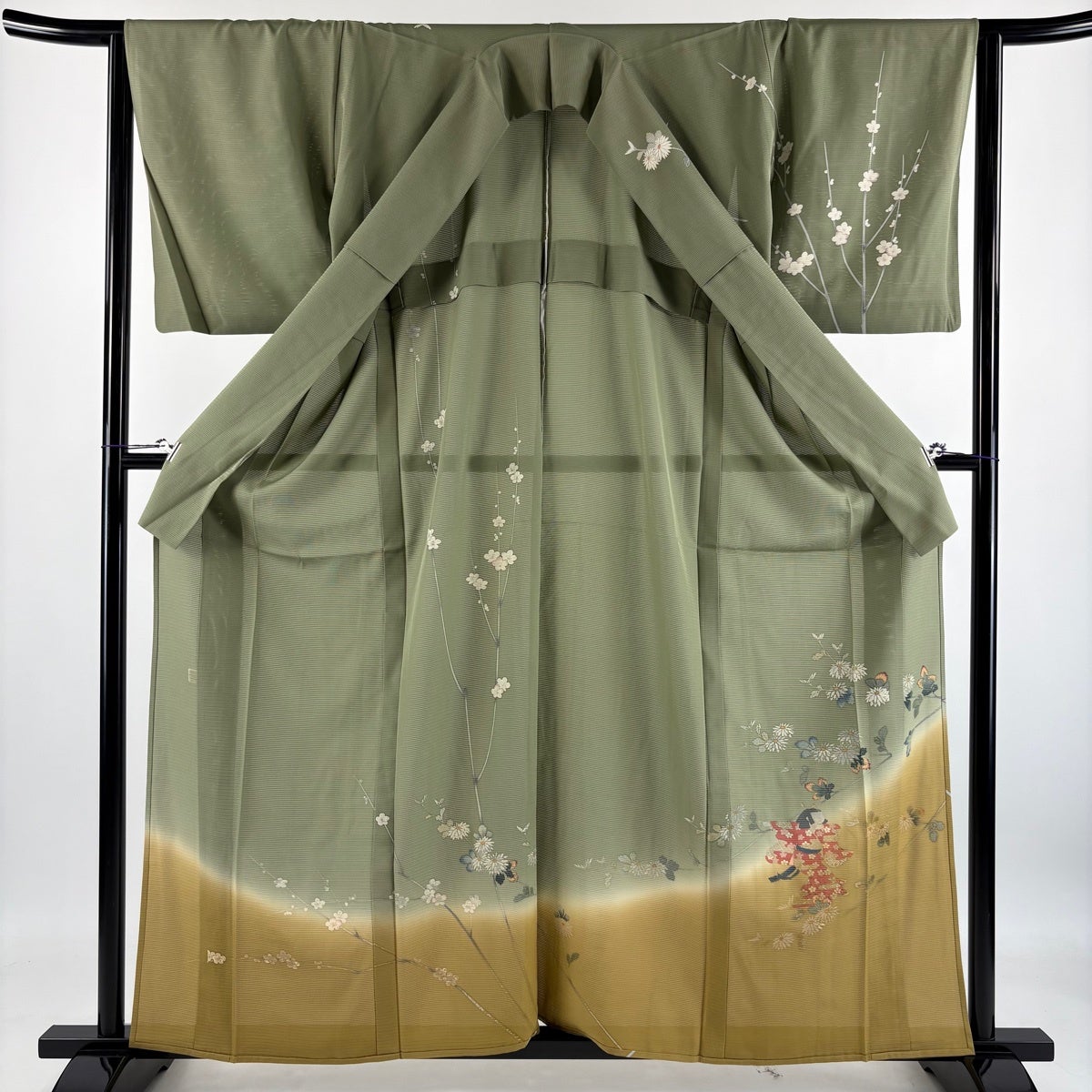 訪問着 身丈160cm 裄丈63.5cm S 薄物 絽 落款あり 童 菊 ぼかし