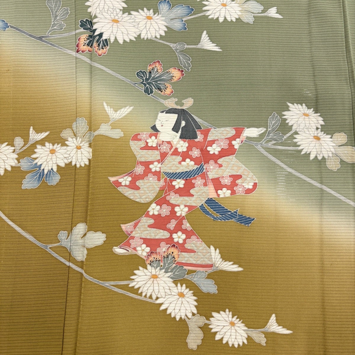 訪問着 身丈160cm 裄丈63.5cm S 薄物 絽 落款あり 童 菊 ぼかし