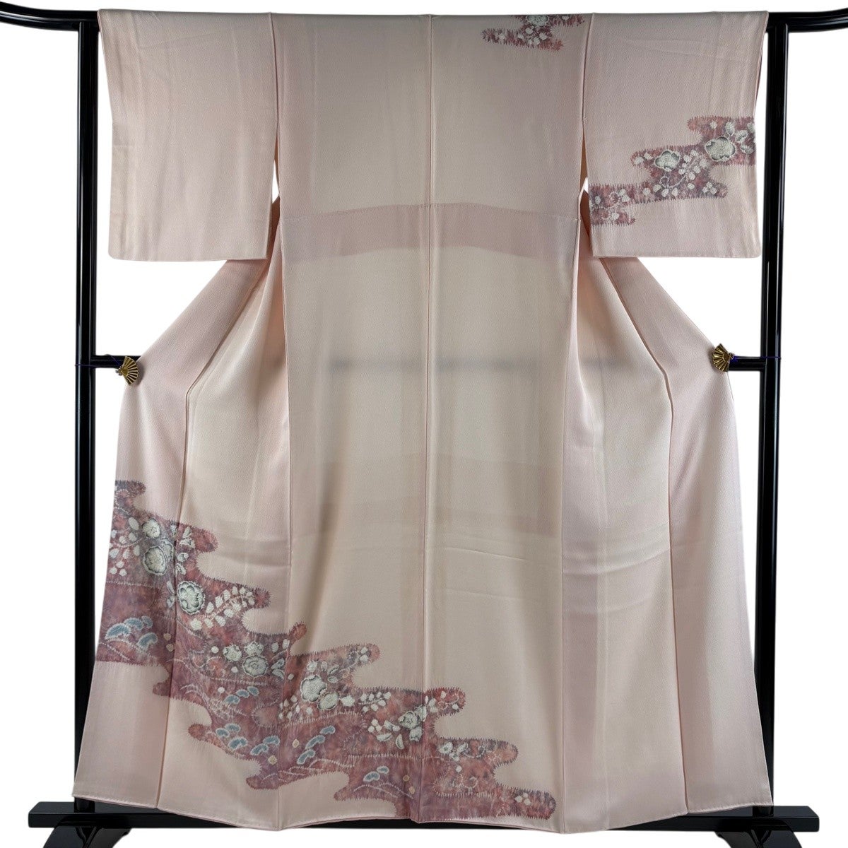 付下げ 身丈157cm 裄丈62cm S 袷 辻が花 霞 薄ピンク 正絹 秀品｜中古