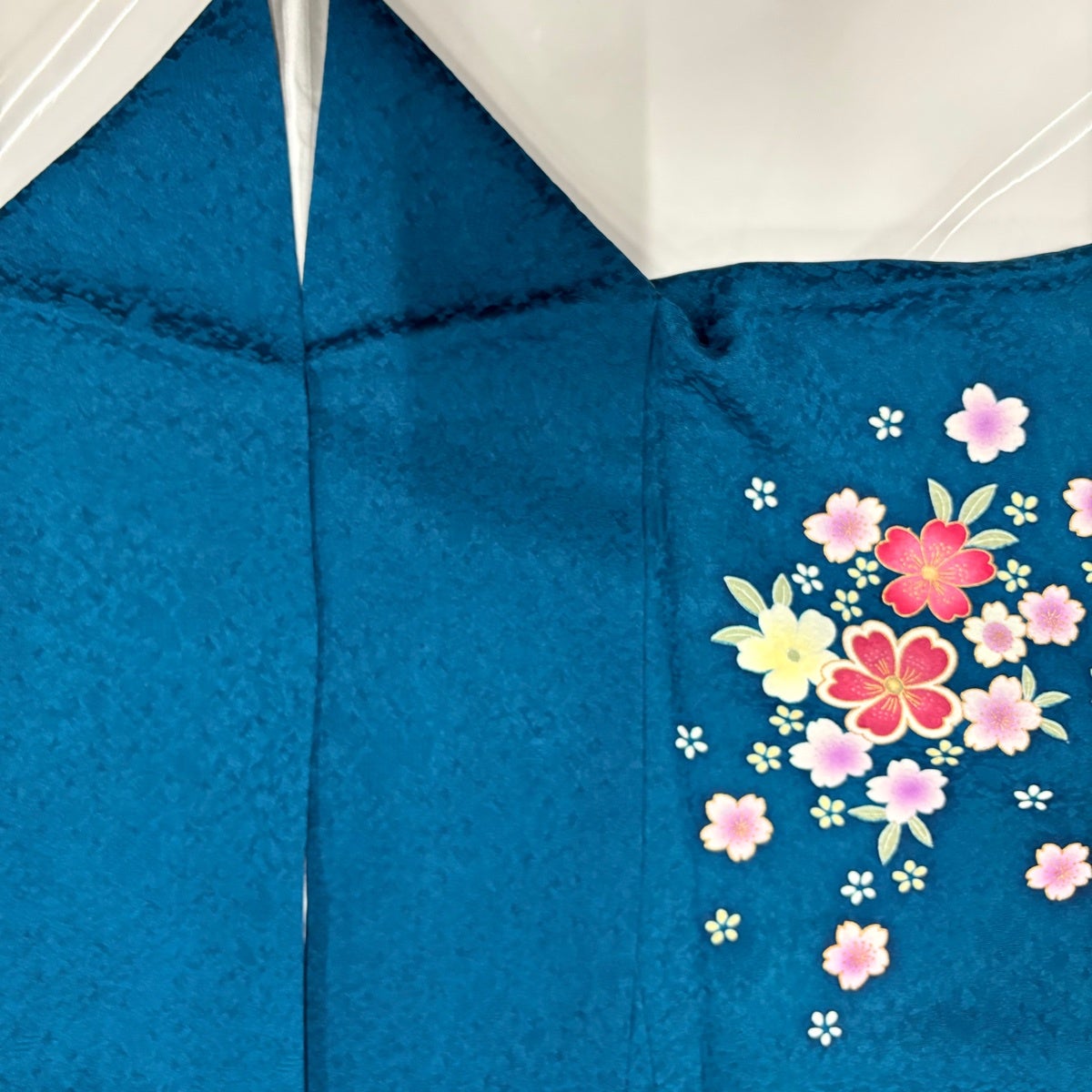 振袖 身丈163.5cm 裄丈66cm M 袷 桜 薬玉 金彩 染め分け 青緑 正絹 秀