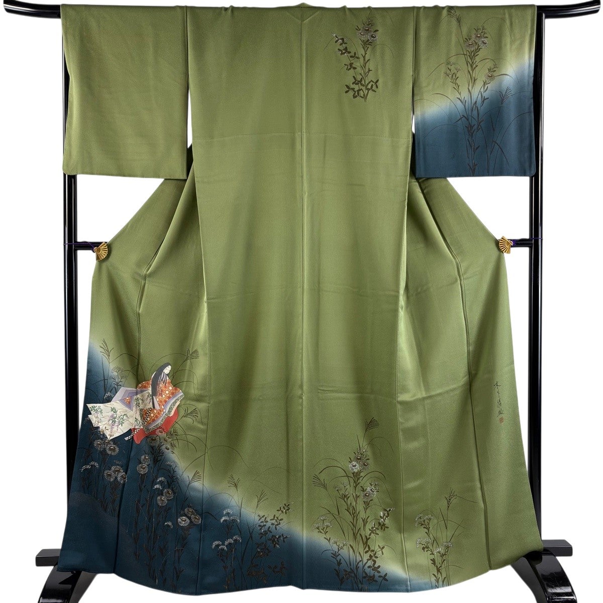 訪問着 身丈164cm 裄丈67.5cm L 袷 落款あり 姫 菊 金銀彩 ぼかし