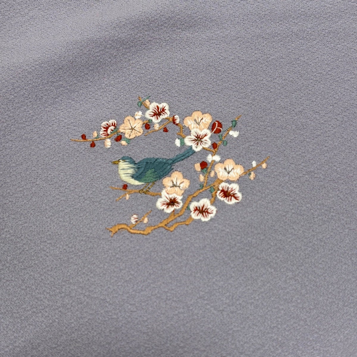 付下げ 身丈163.5cm 裄丈62.5cm S 袷 扇 花鳥 刺繍 金糸 薄紫 正絹 秀