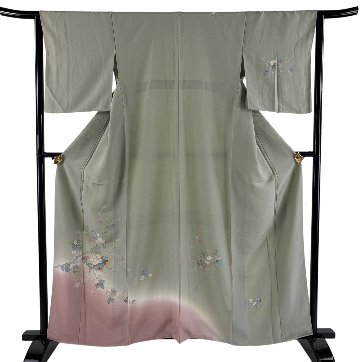 美品】 振袖 身丈161cm 裄丈65.5cm M 袷 桜 流水 金通し 金彩 赤 正絹