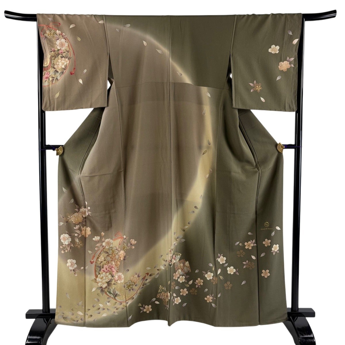 【専用】茶道稽古着　二部式　リネン混合　ライトグレー 訪問着 身丈162.5cm 裄丈66.5cm M 袷 hiromichi nakano 落款あり 桜