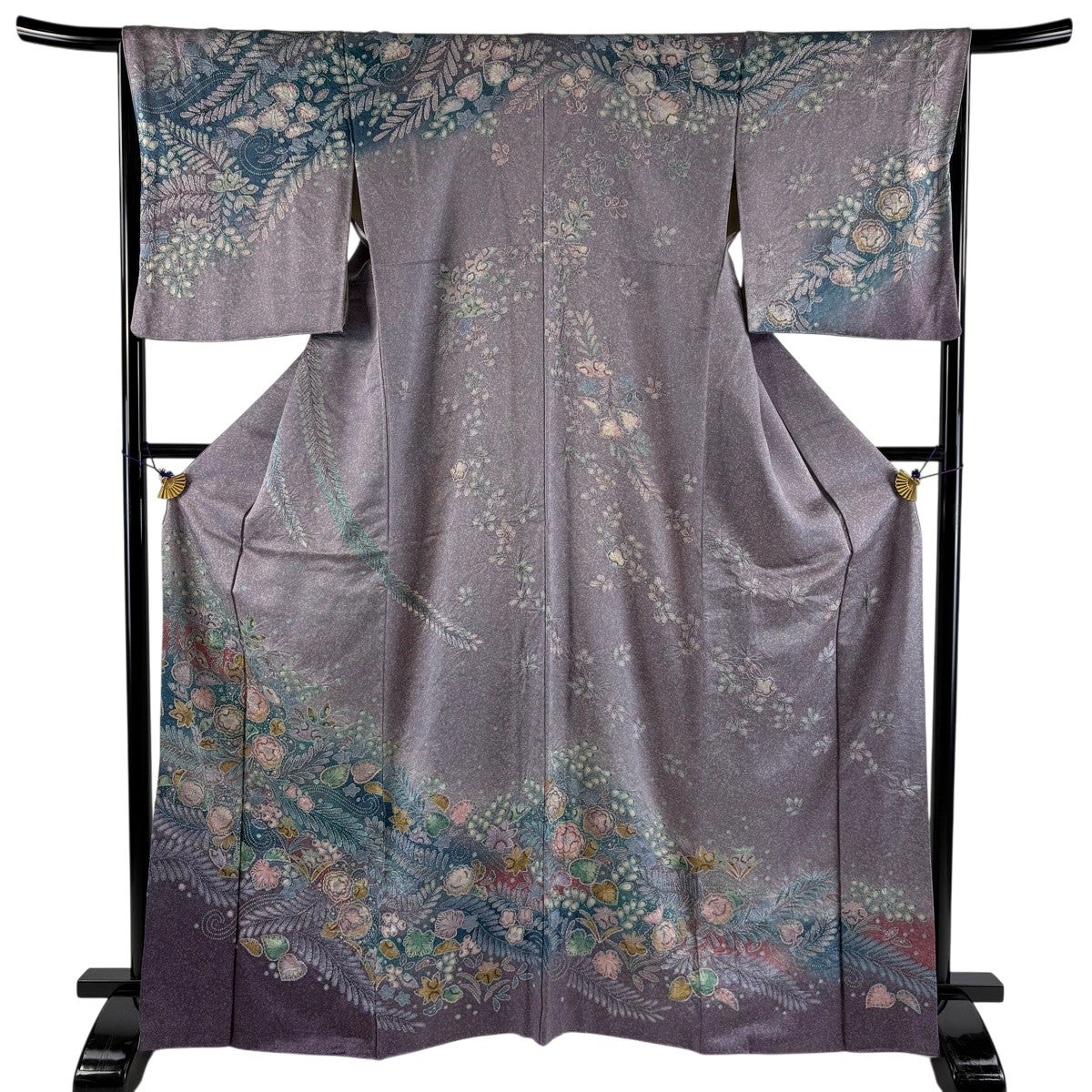 訪問着 身丈167cm 裄丈67cm M 袷 辻が花柄 金彩 ぼかし 薄紫 正絹 秀品