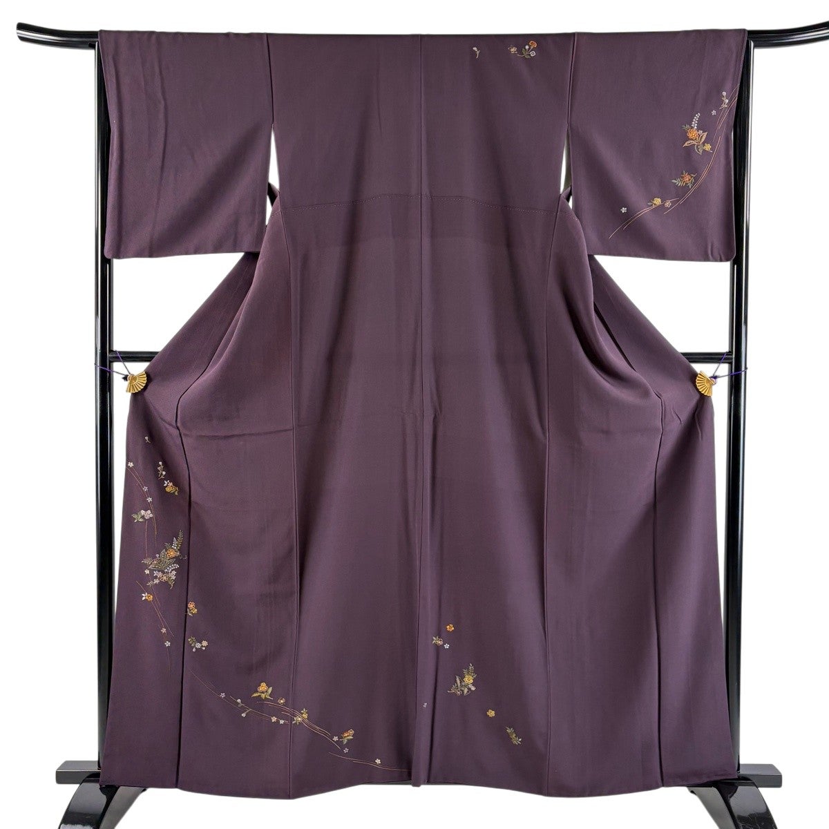 付下げ 身丈152.5cm 裄丈62.5cm S 袷 器物 草花 赤茶 正絹 秀品｜中古