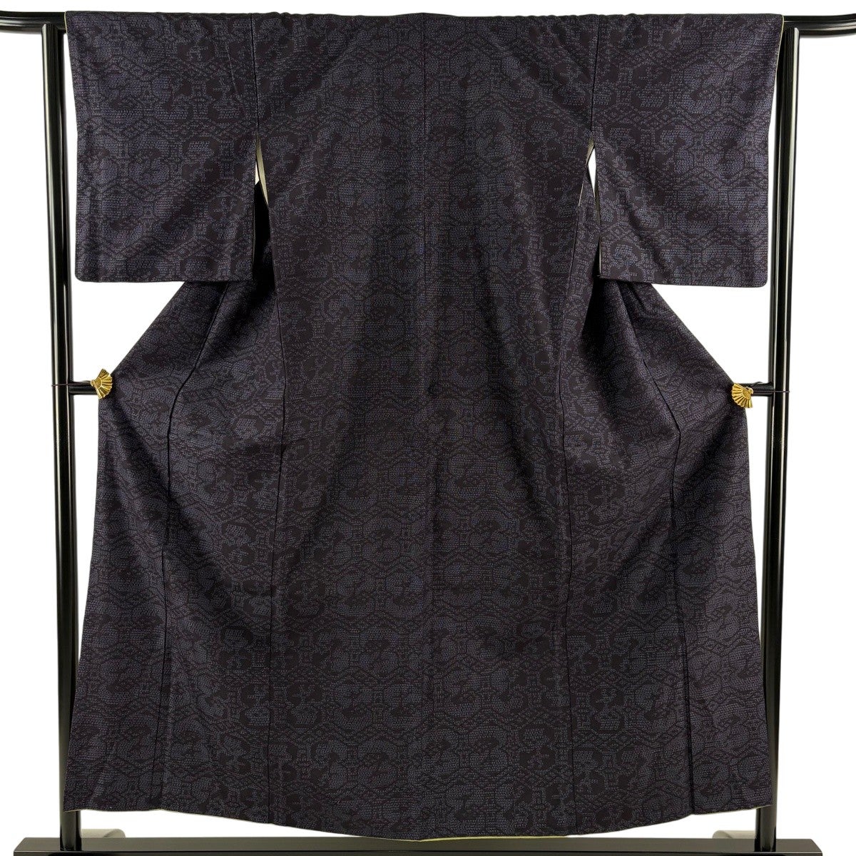 美品】 紬 身丈155cm 裄丈63.5cm S 袷 証紙あり 鳥 有栖川文 亀甲絣