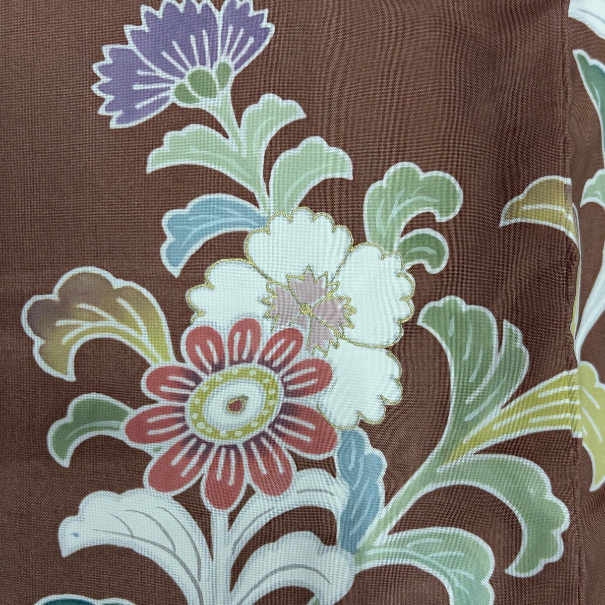 付下げ 身丈162cm 裄丈64.5cm M 袷 紬地 草花 金彩 茶色 正絹 秀品 一