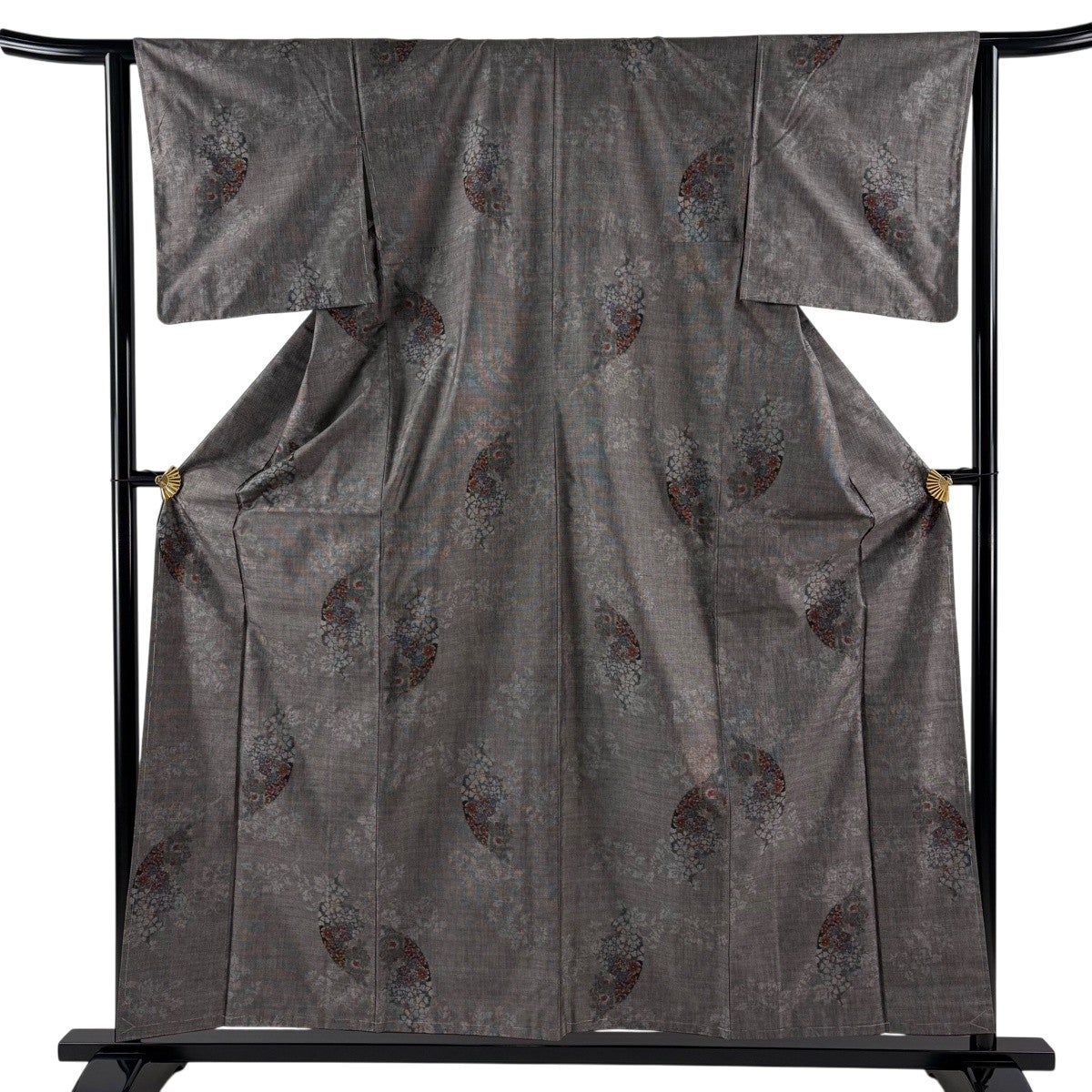 RK408アンティーク子供着物着丈94センチ裄丈40センチ正絹美品 美品】 紬 身丈158cm 裄丈63cm S 袷 草花 灰茶 正絹 秀品｜中古・古着