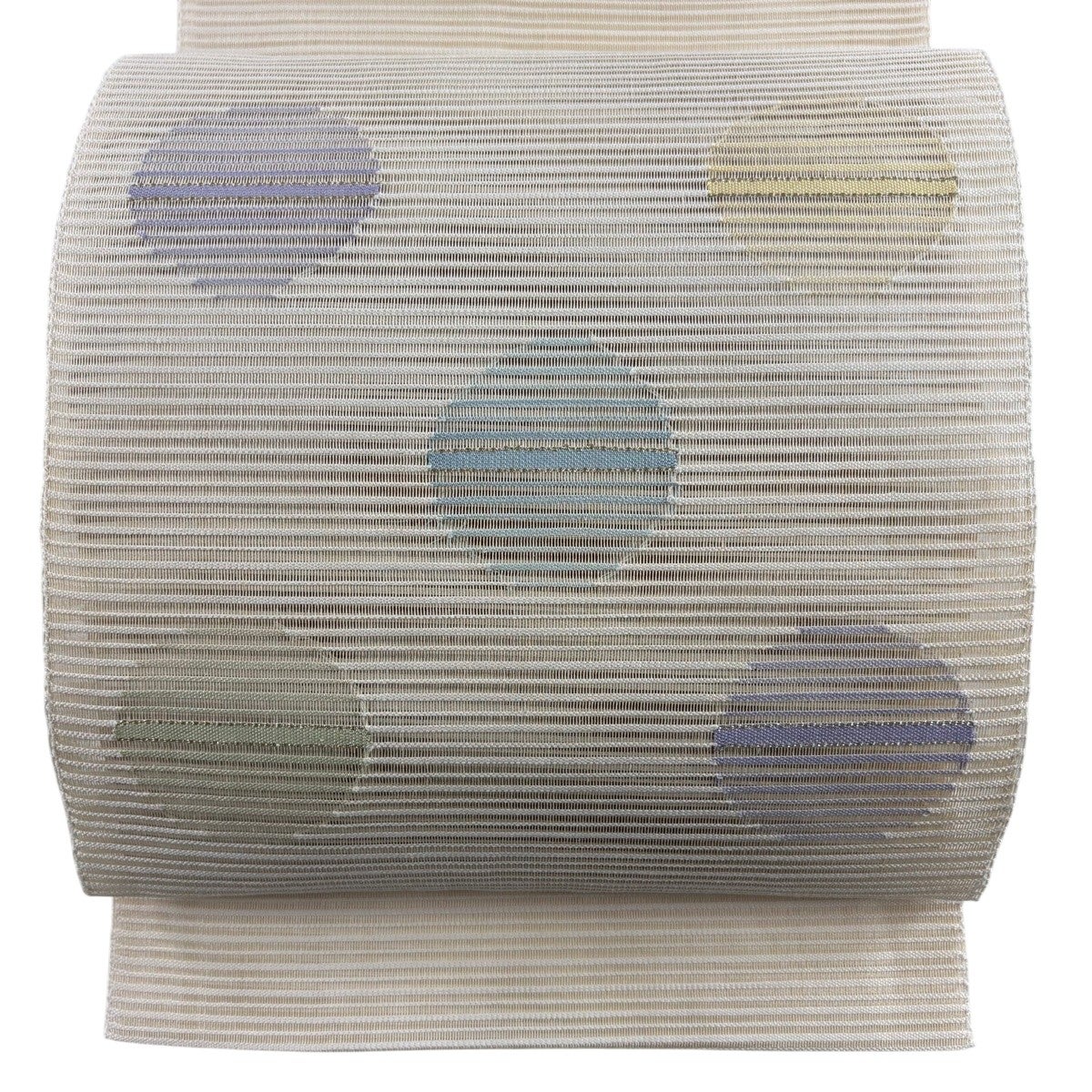 名古屋帯 秀品 八寸名古屋帯 夏帯 丸文 縞 金銀糸 ベージュ 正絹｜中古