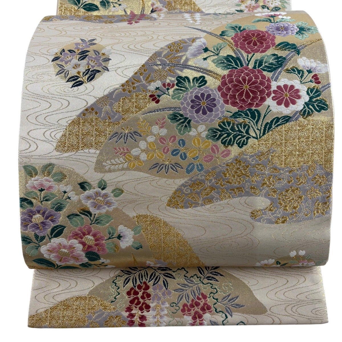 袋帯 山脈 樹木 松 花唐草 ベージュ NO-1178 レディース 袋帯 山脈 
