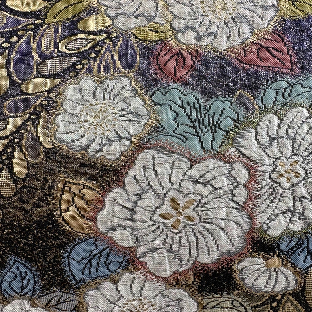 箔が美しい柔らかく優しいお色の辻が花　正絹六通袋帯 美品】 袋帯 秀品 夢想辻が花 箔 金糸 黒 六通 正絹｜中古・古着