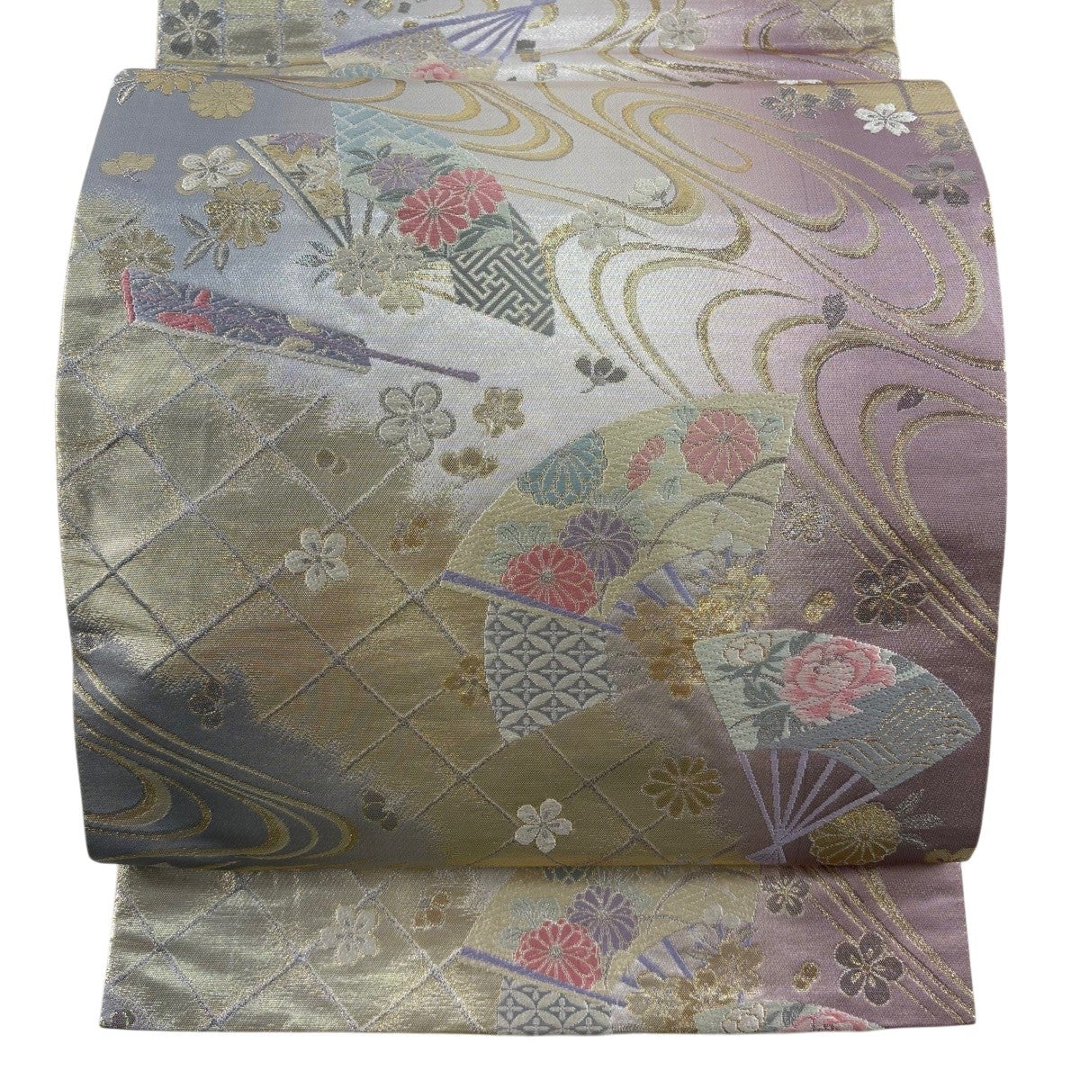 美品】 袋帯 名品 鳳凰 花唐草 箔 金色 全通 正絹｜中古・古着