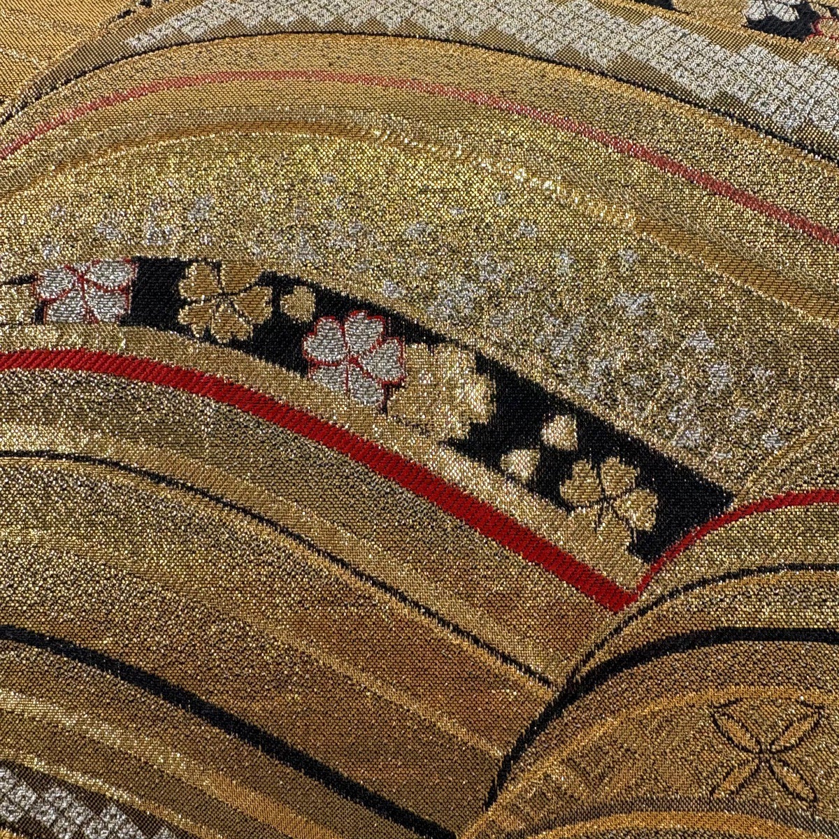 美品】 袋帯 秀品 菊唐草 松竹梅 箔 金色 六通 正絹｜中古・古着