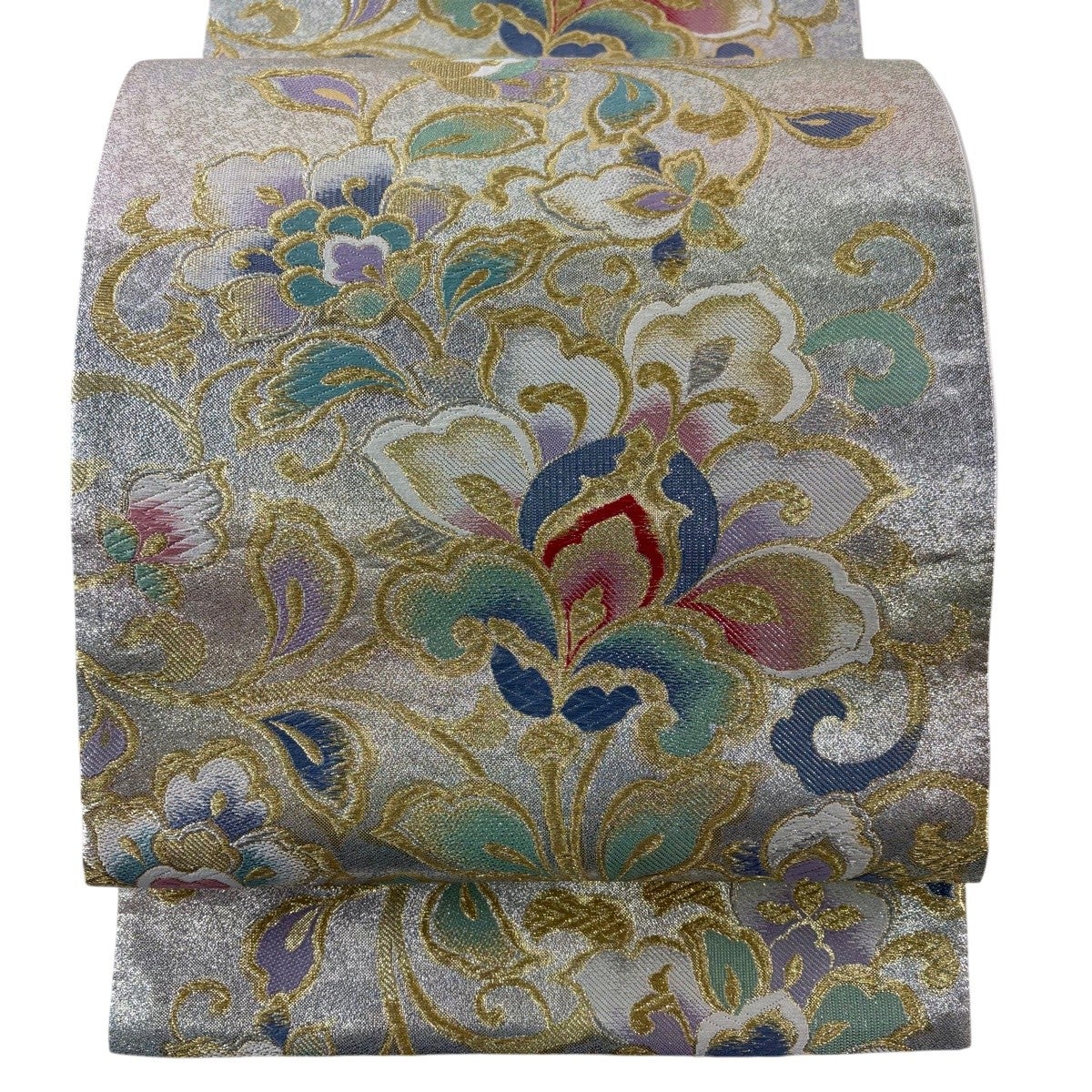 袋帯 秀品 花唐草 金糸 箔 銀色 六通 正絹｜中古・古着・リサイクル
