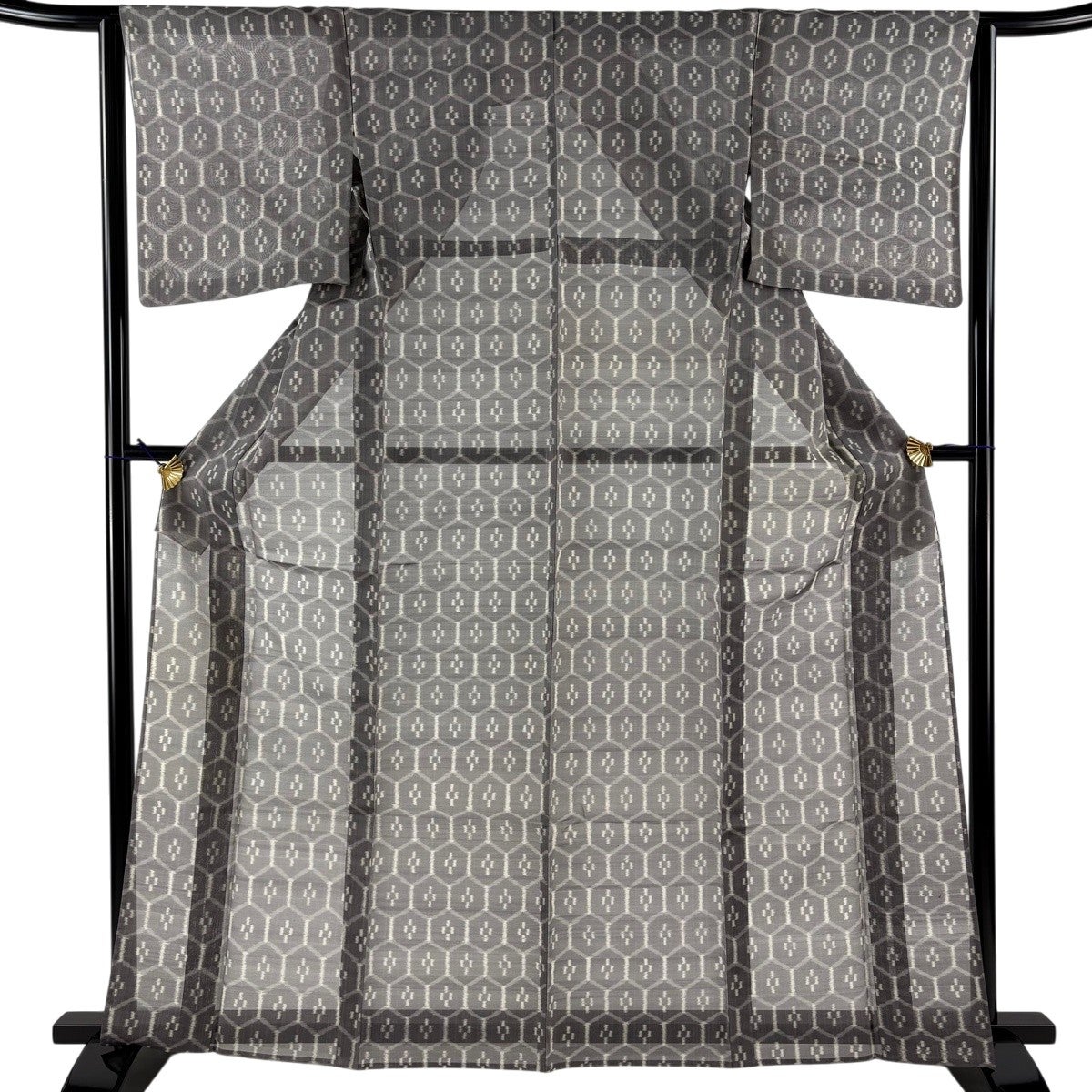 小千谷縮み　小紋　盛夏用　身丈156裄64 40%OFF 【美品】 紬 身丈155cm 裄丈64cm M 薄物 小千谷ちぢみ 夏紬地