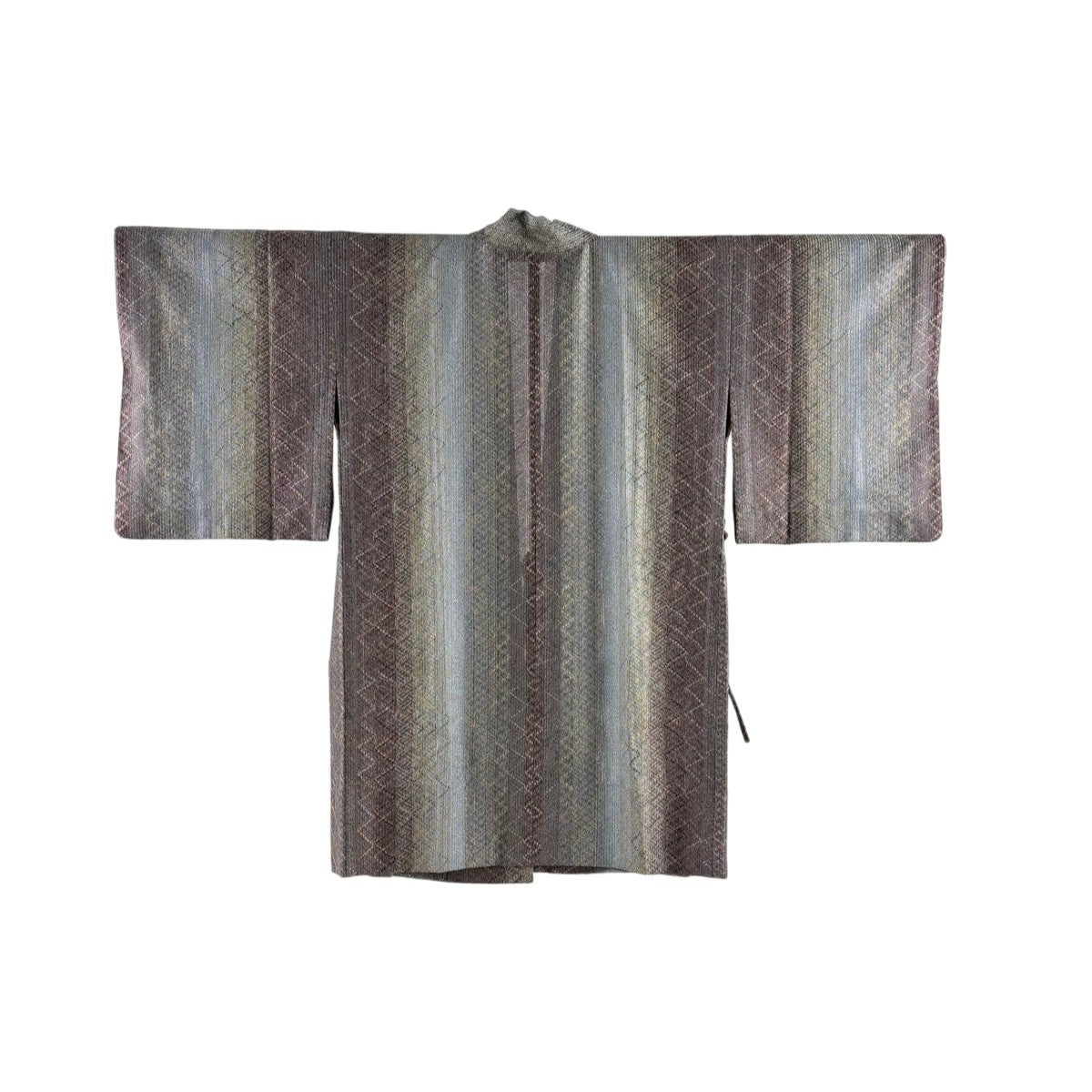 道中着 美品 秀品 85cm 65cm 正絹 【中古】 道中着 コート 未使用 正絹 袷 黒紺 縞 ロング丈 カジュアル 新古品