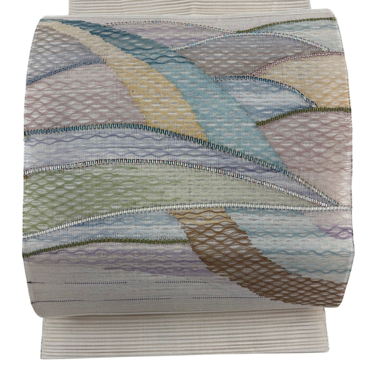 美品】 名古屋帯 秀品 夏帯 絽 波 箔 クリーム 正絹｜中古・古着
