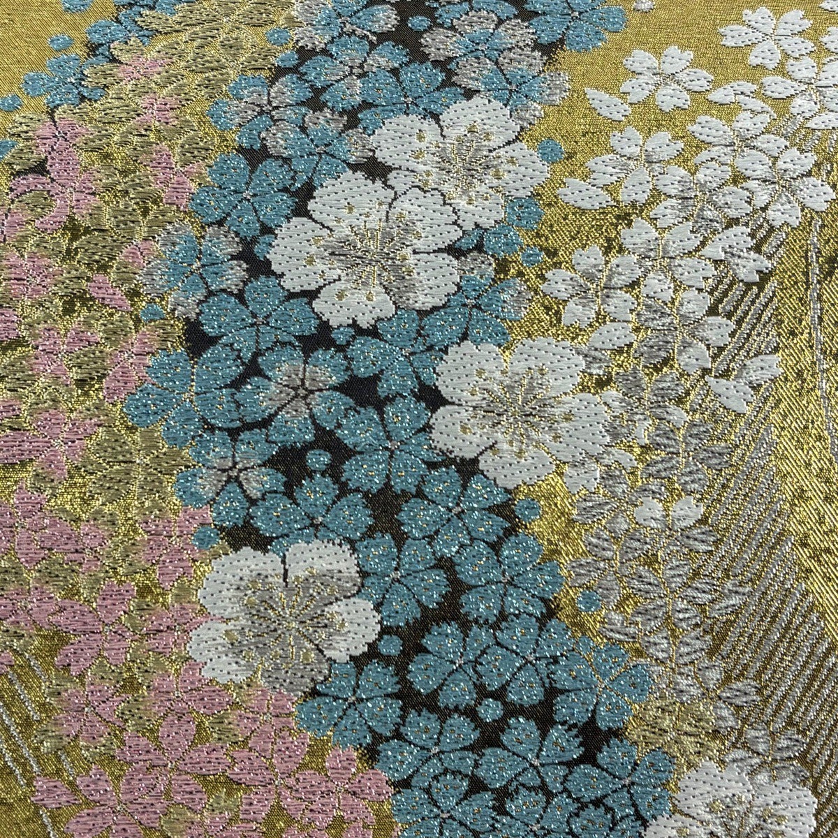 美品】 袋帯 秀品 桜 花びら 金銀糸 箔 金色 六通 正絹｜中古・古着