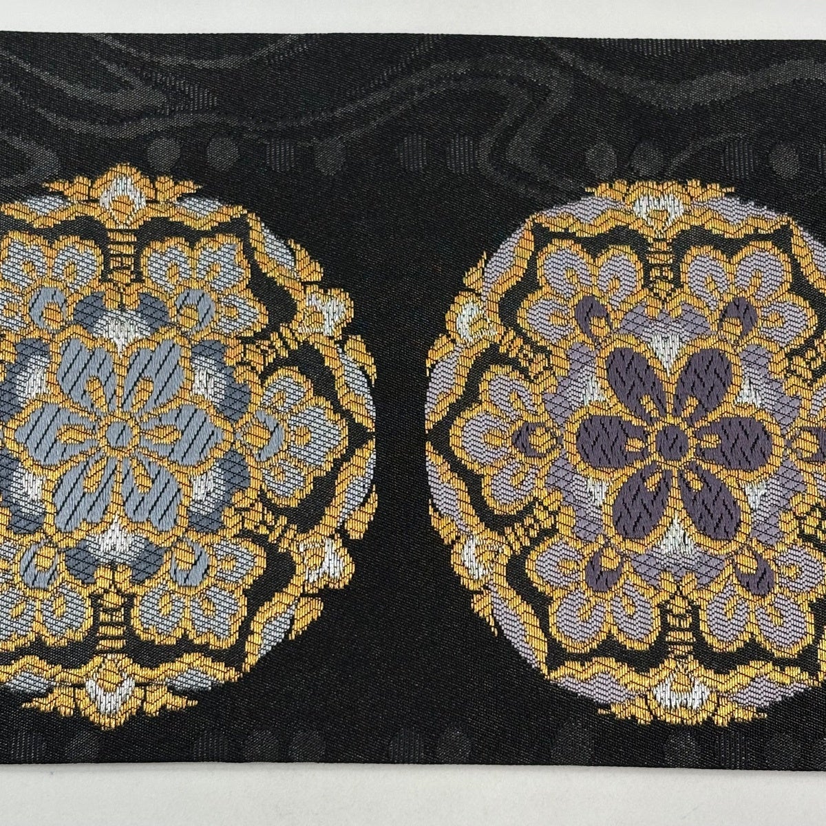 美品】 名古屋帯 秀品 ほていや 華文 金銀糸 箔 黒 正絹｜中古・古着