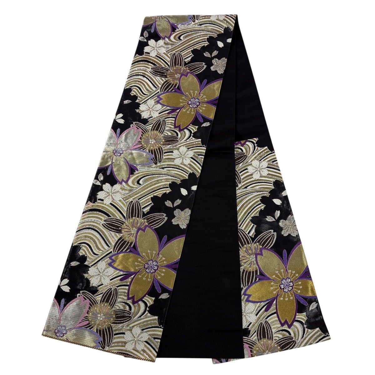 美品】 振袖 身丈162cm 裄丈67.5cm L 袷 袋帯フルセット 草花
