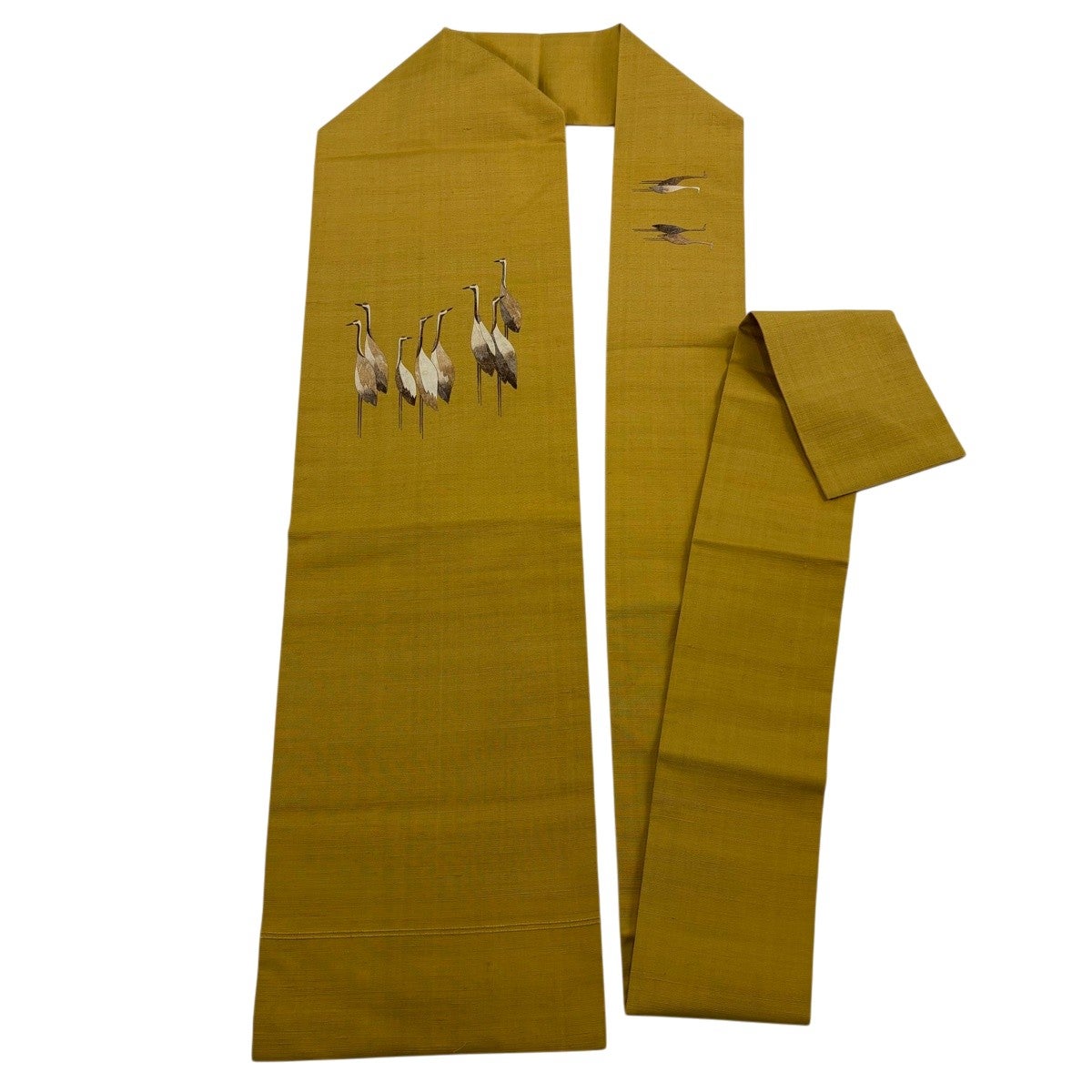 美品】 紬 身丈165.5cm 裄丈65cm M 袷 名古屋帯セット 瓦 幾何学模様