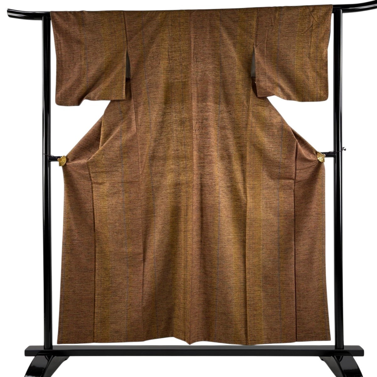 【美品】 紬 身丈157cm 裄丈66cm 正絹 秀品 【中古】 付下げ 身丈157cm 裄丈66cm M 袷 手彫木版染 紬地 落款あり 草花 建物