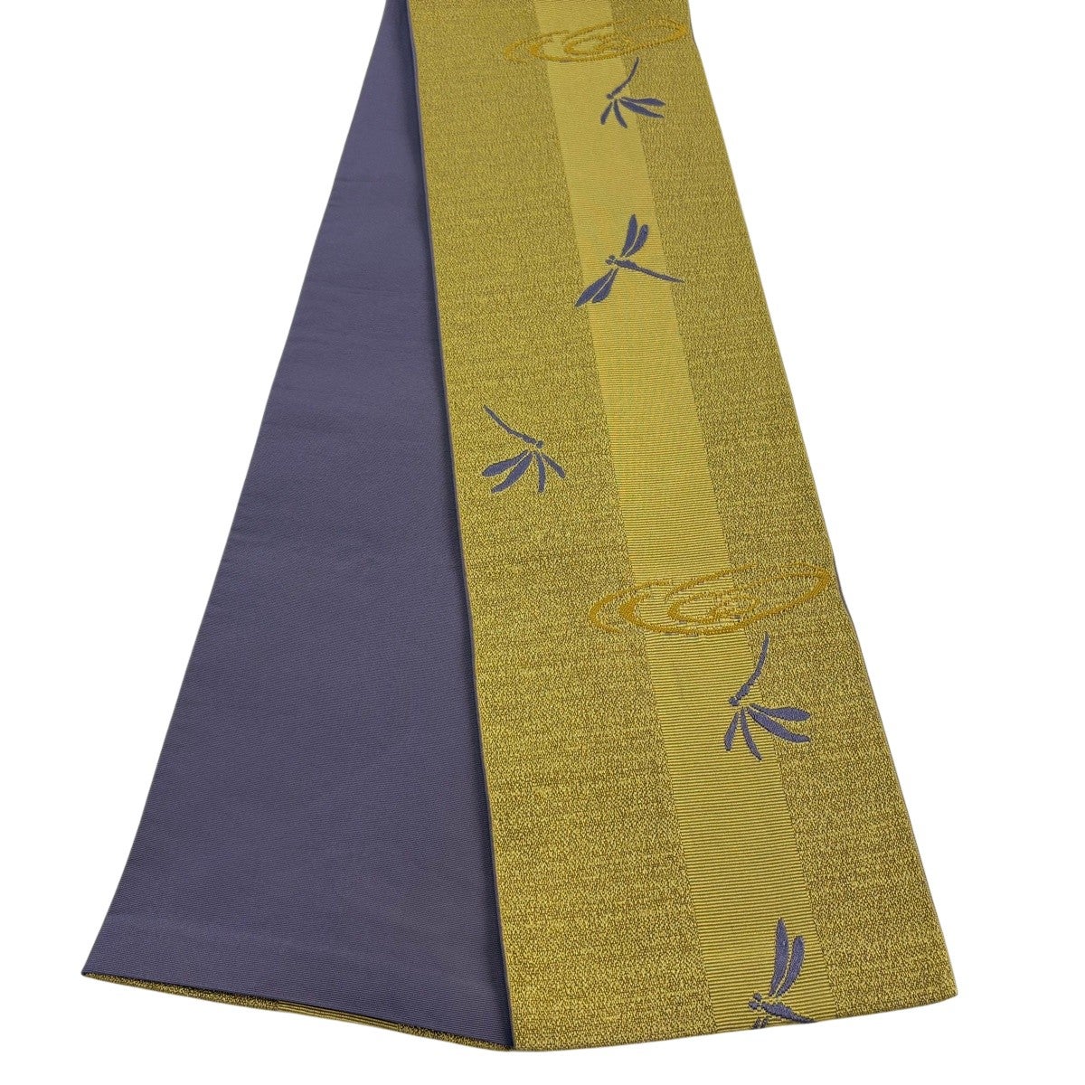 名古屋帯 名品 落款あり 夏帯 草花 トンボ 薄茶色 麻｜中古・古着