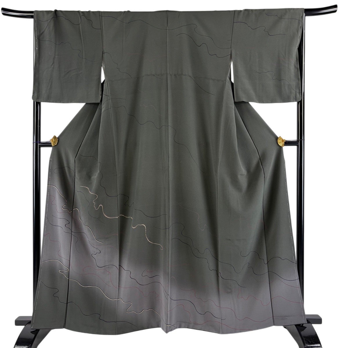 50%OFF 【美品】 訪問着 身丈165cm 裄丈63cm S 袷 枝梅 扇子 金彩 金糸