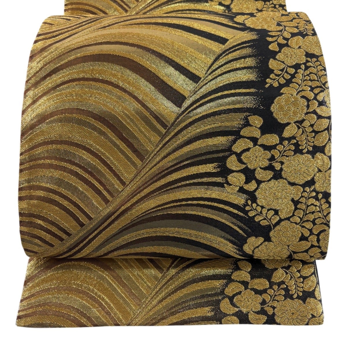 袋帯 秀品 華文 菊 金銀糸 刺繍 金色 お太鼓柄 正絹｜中古・古着