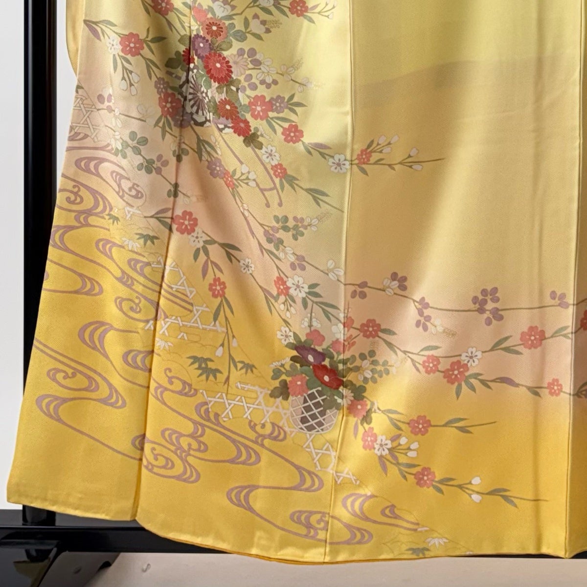 連休セール！振袖フルセット　身丈159cm、裄丈65cm 振袖 身丈159cm 裄丈62.5cm S 袷 袋帯フルセット 花車 花籠 金彩