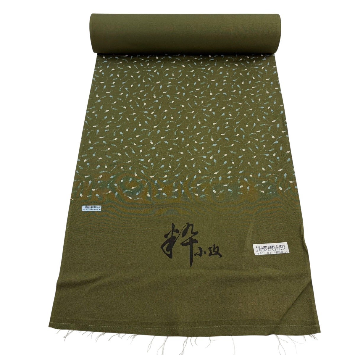 反物 秀品 小紋 茄子 茶緑色 正絹｜中古・古着・リサイクル着物通販