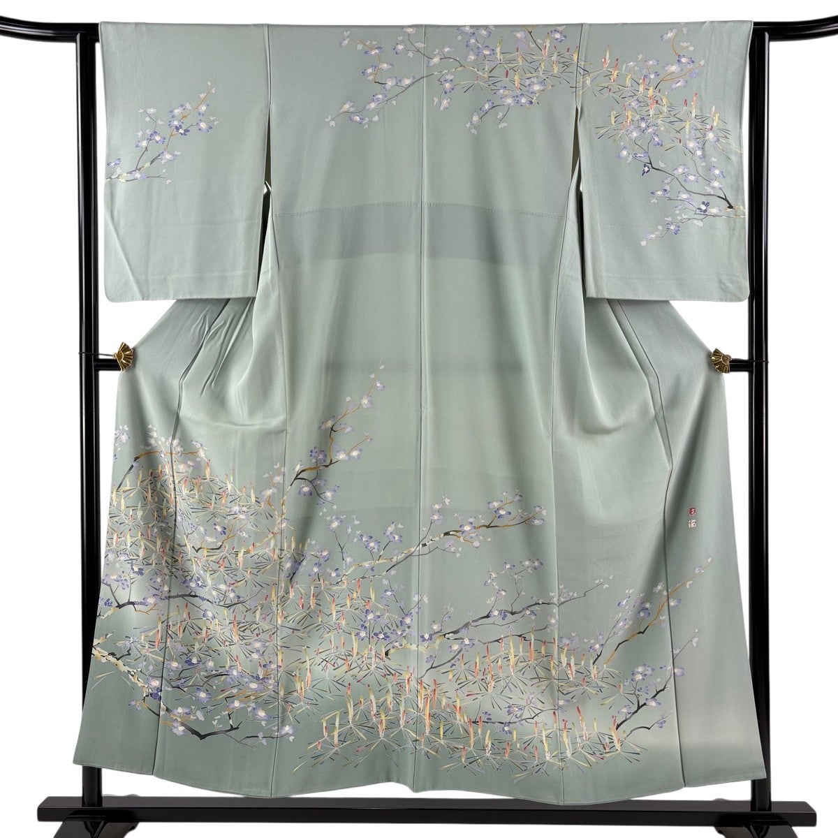 美品】 袋帯 逸品 由水十久監修 落款あり 関西仕立て 童 箔 銀色