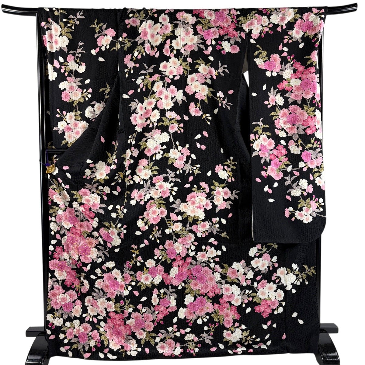 振袖 身丈167.5cm 裄丈70cm L 袷 牡丹 松竹梅 金彩 縮緬 赤 正絹 秀品