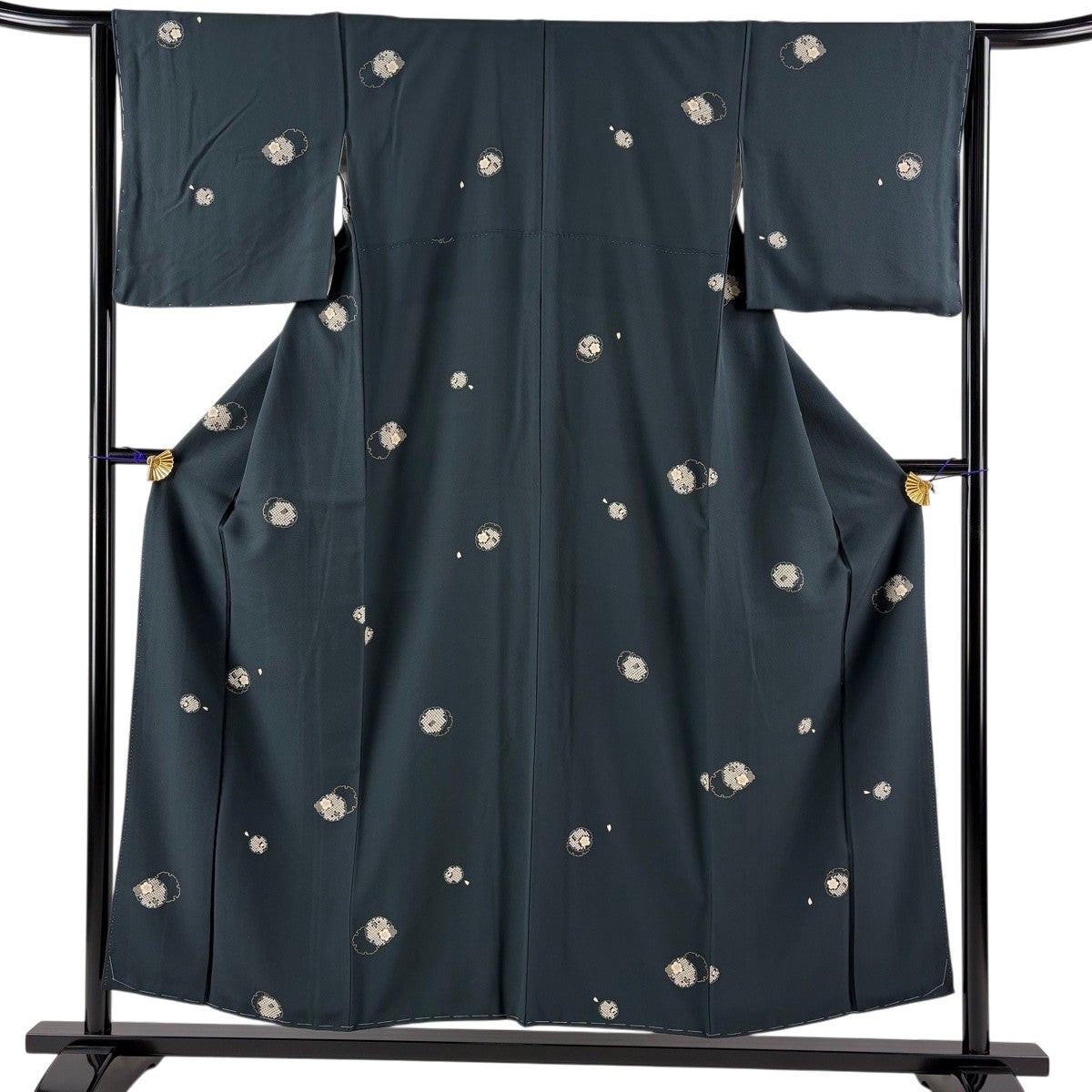 小紋 身丈169cm 裄丈70cm 正絹 名品 【中古】 美品】 小紋 身丈169cm 裄丈71cm L 袷 前田仁仙 落款あり 幾何学模様