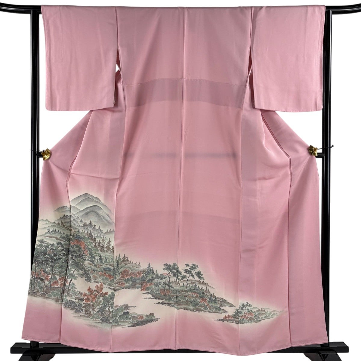 色留袖 身丈155cm 裄丈62cm S 袷 草花 動物 金銀糸 金銀彩 薄ピンク