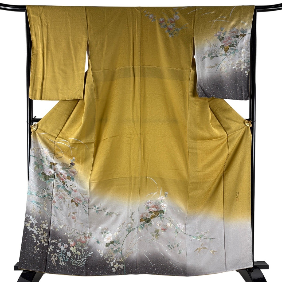 美品】 訪問着 身丈173.5cm 裄丈67.5cm L 袷 甲斐泰造 落款あり 蝶