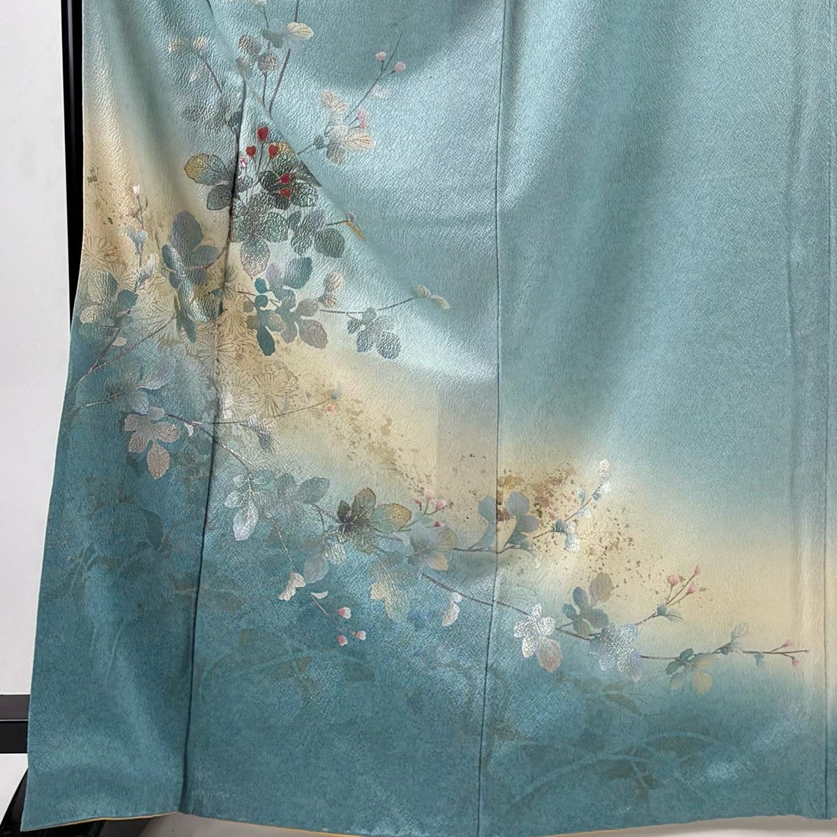 雪輪染め分け 螺鈿金彩箔 付下げ正絹着物トールサイズ 付下げ 身丈167cm 裄丈66.5cm M 袷 やまと 枝花 シルエット 螺鈿 金銀