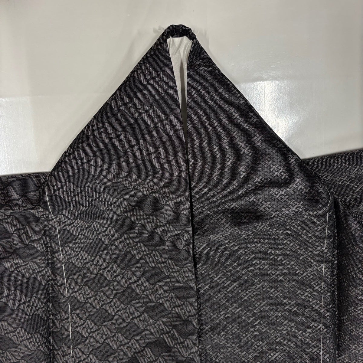 美品】 付下げ 身丈160.5cm 裄丈67cm M 単衣 北斎模様 お召地 幾何学