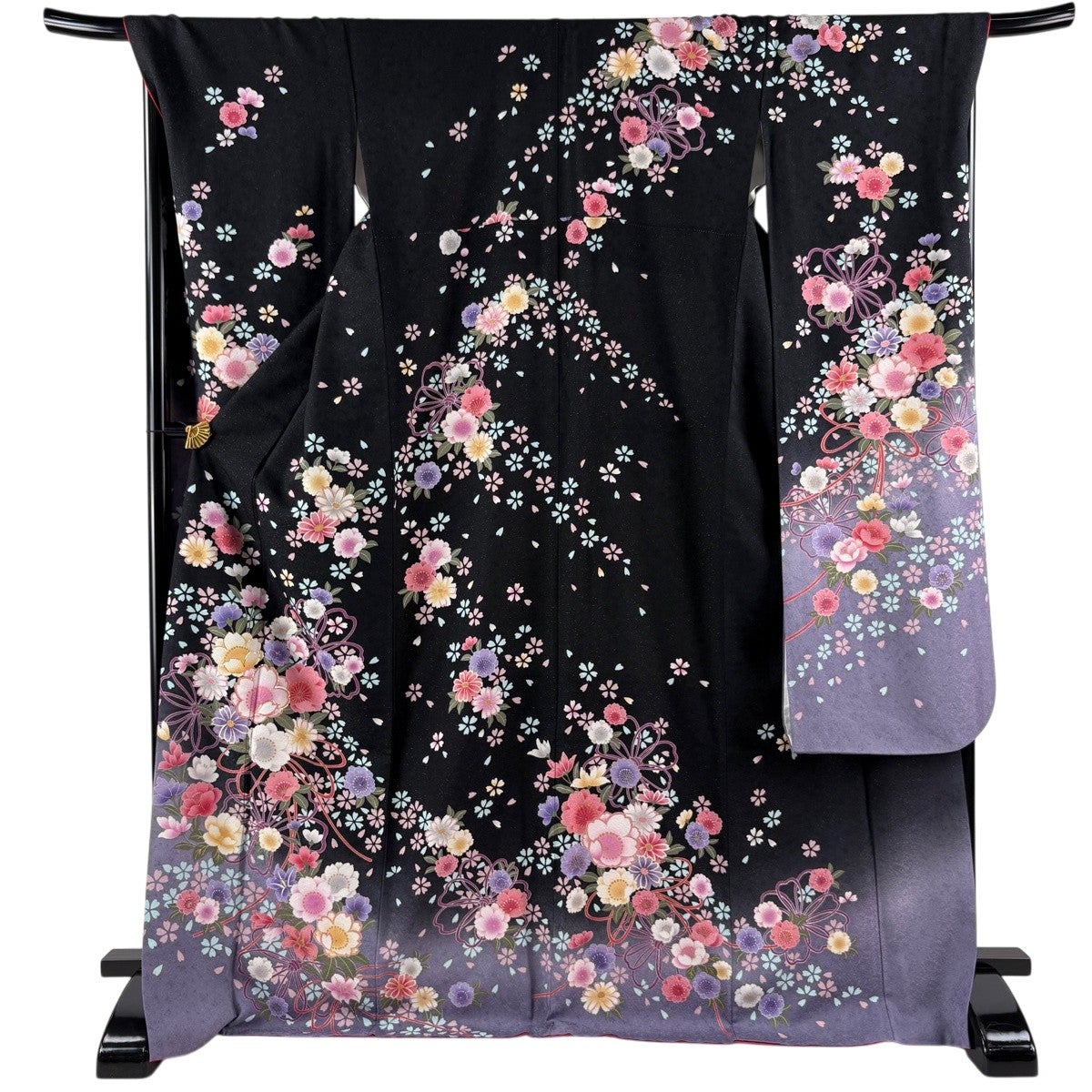 正絹 振袖黒桜 振袖 黒・桜 公式