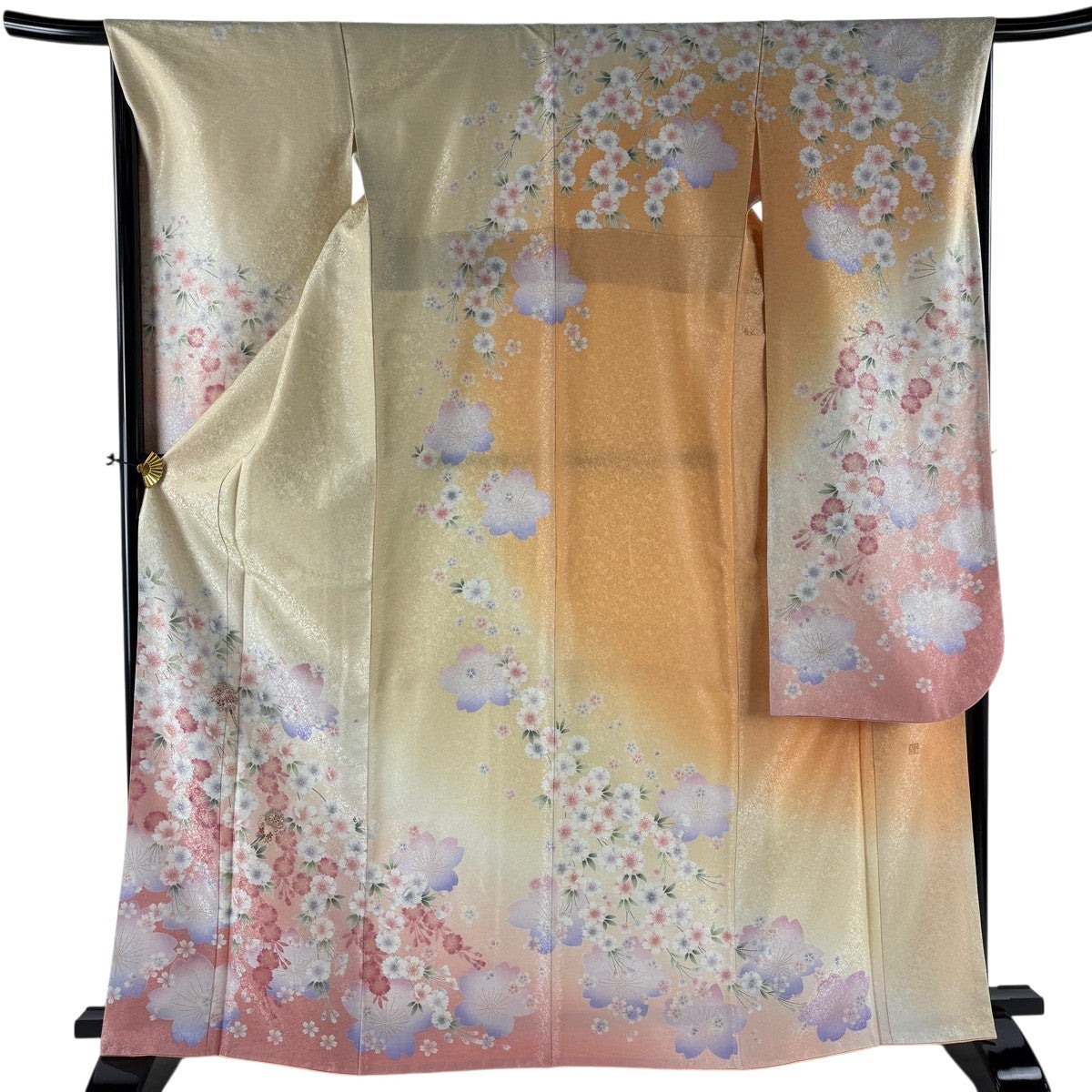 美品】 振袖 身丈165.5cm 裄丈67cm M 袷 やまと 落款あり 桜 かんざし