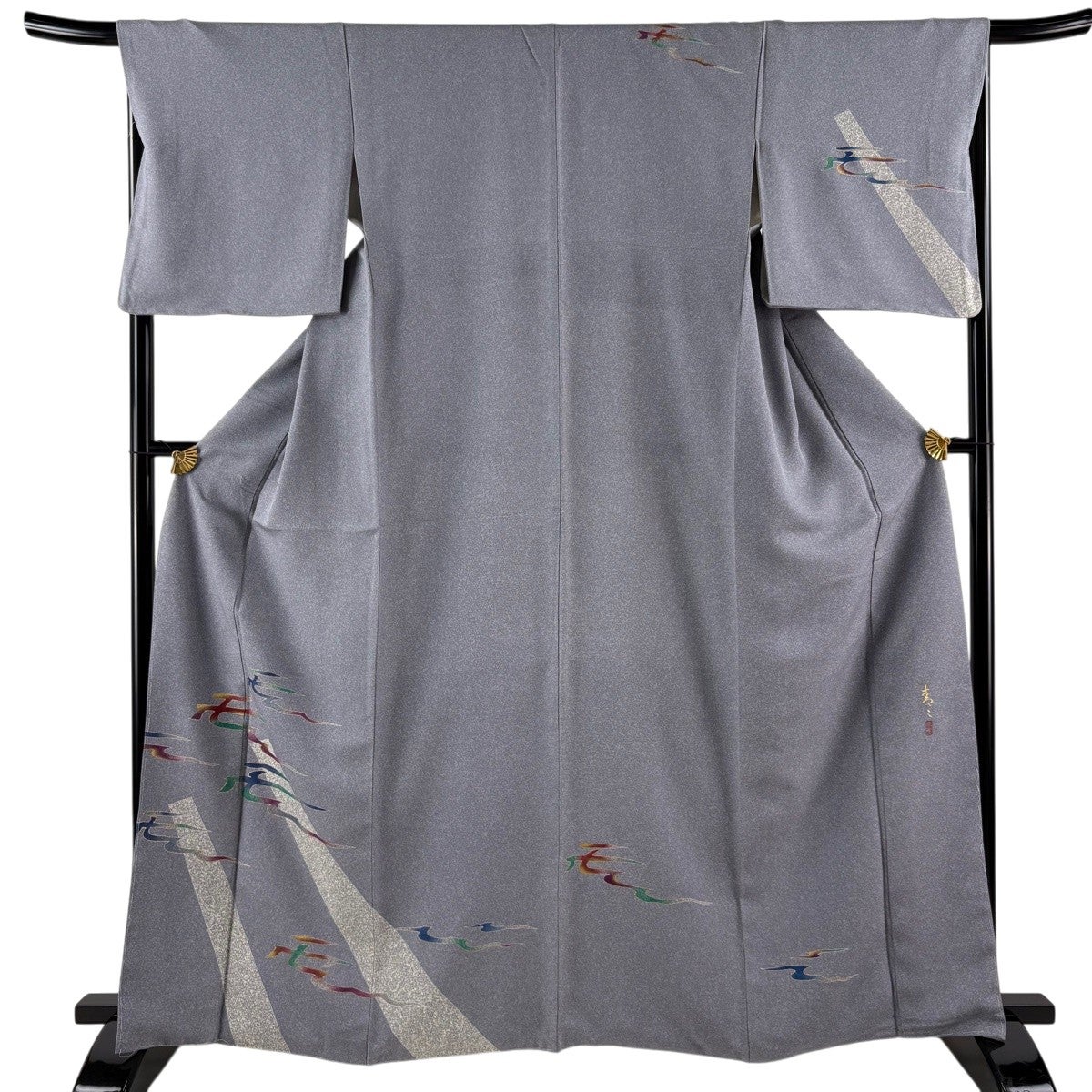 美品】 付下げ 身丈166cm 裄丈66.5cm M 袷 松井青々 落款あり 幾何学
