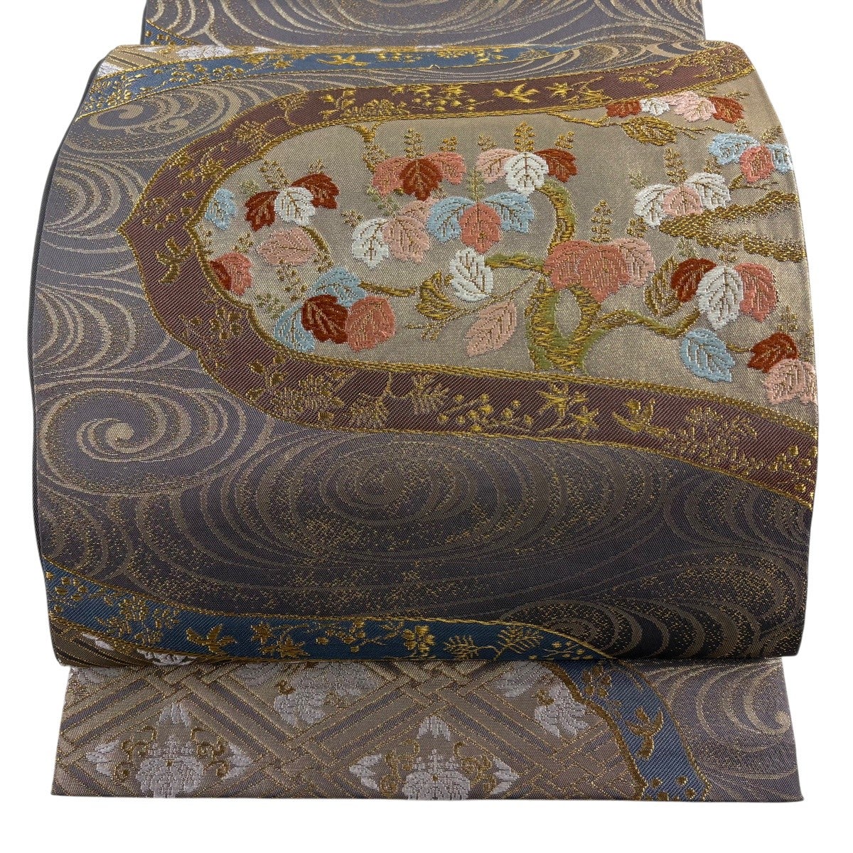 美品】 袋帯 逸品 北出与三郎 落款あり 本袋 正倉院幡垂文錦 金糸 箔