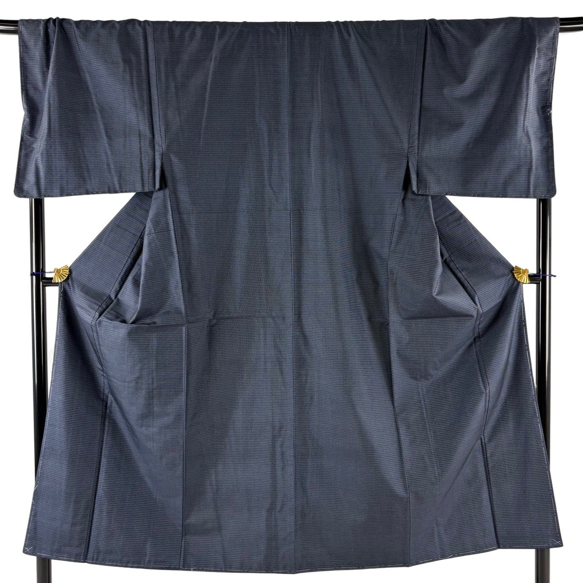 単衣　着物　紬　小紋　フルセット　正絹　Sサイズ　紺　O8 美品】 男着物 身丈149cm 裄丈67.5cm L 袷 アンサンブル 紬 幾何学