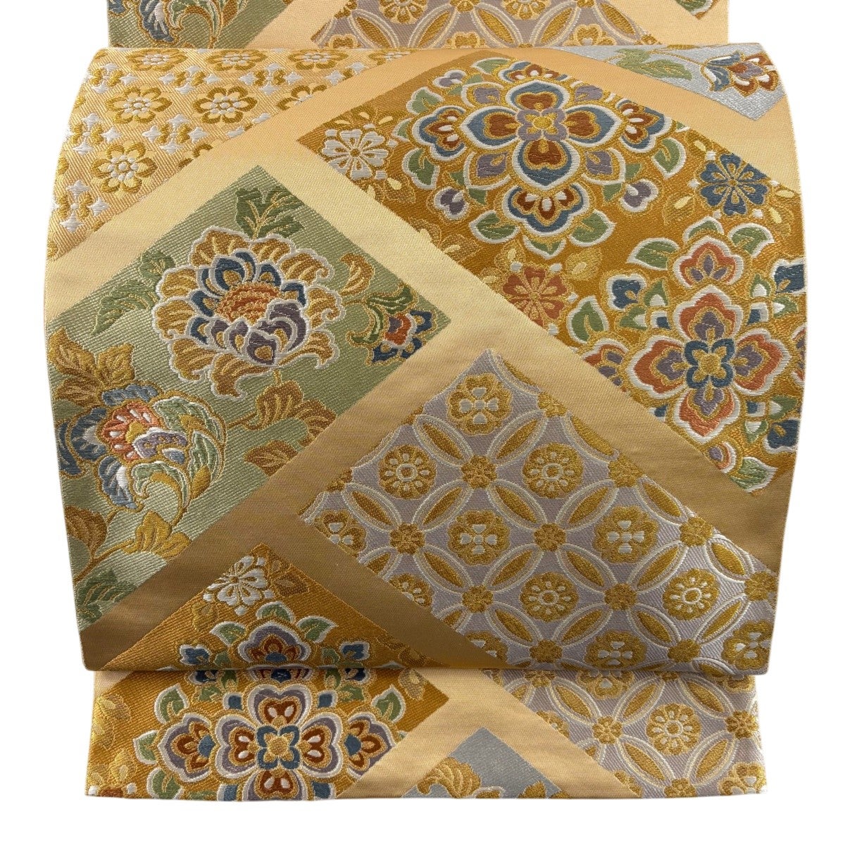 あゆ 袋帯 未使用品 『本』 金箔 作家物落款あり ゴールド NO-914 美品】 袋帯 名品 落款あり 証紙あり 本家加納 鳥 草花 金銀糸 箔 金色