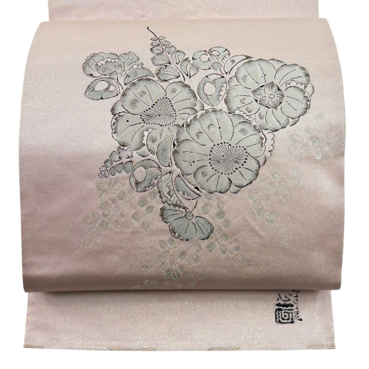 作家大脇一心　訪問着　ピンク　アシメデザイン　正絹　Ｌ　美品 作家大脇一心 訪問着 ピンク アシメデザイン 正絹 L 美品
