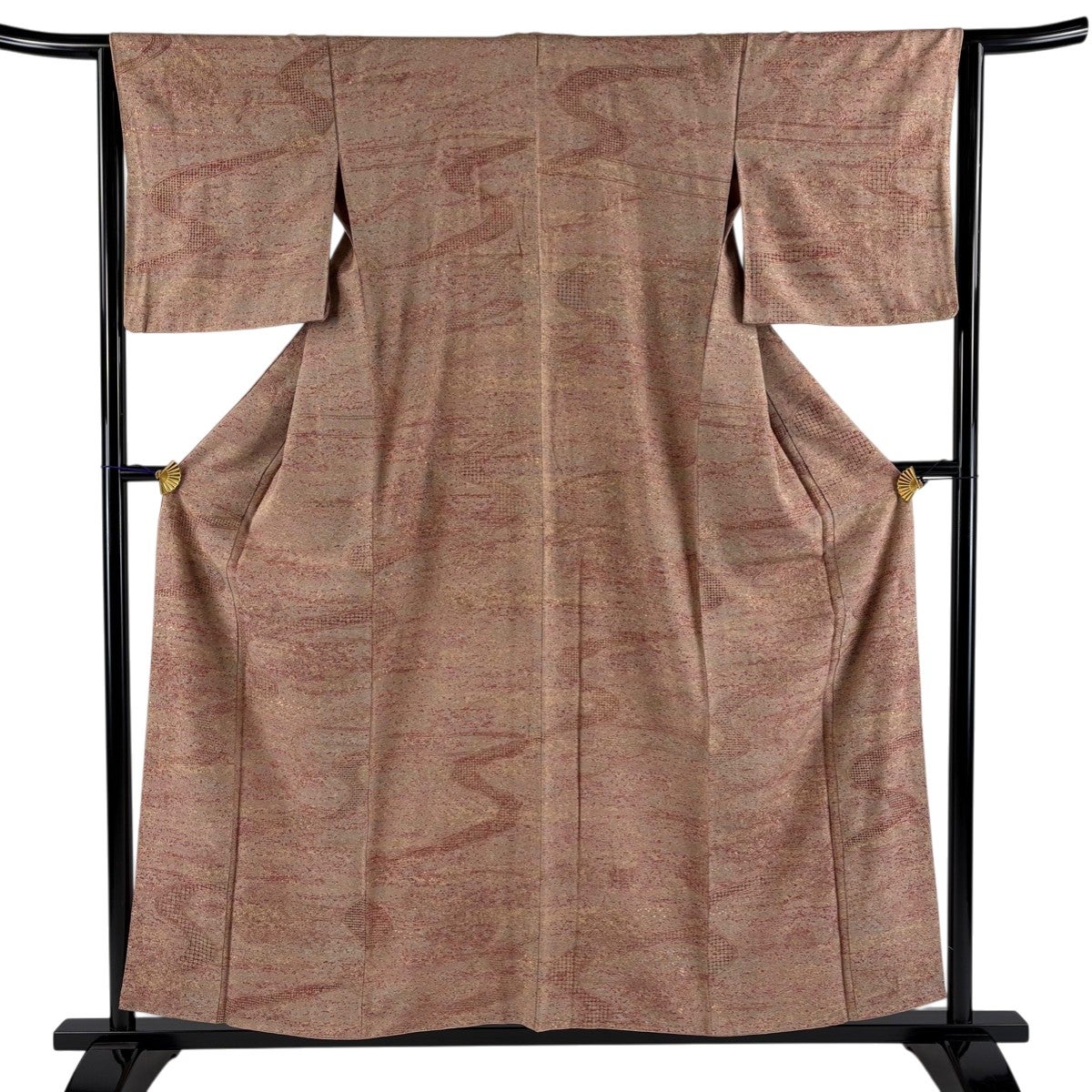 ★専用★未使用品 単衣 小紋 縮緬地 無地感 グレー 灰紫 瓢箪 身丈165cm 美品】 小紋 身丈151.5cm 裄丈62.5cm S 単衣 宝尽くし 刺繍 絞り 灰紫